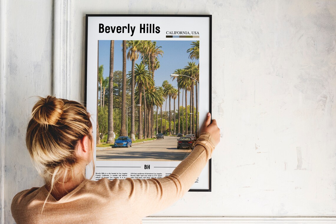 Beverly Hills California Palm Tree Lined Street Travel Photo Poster - Image 2