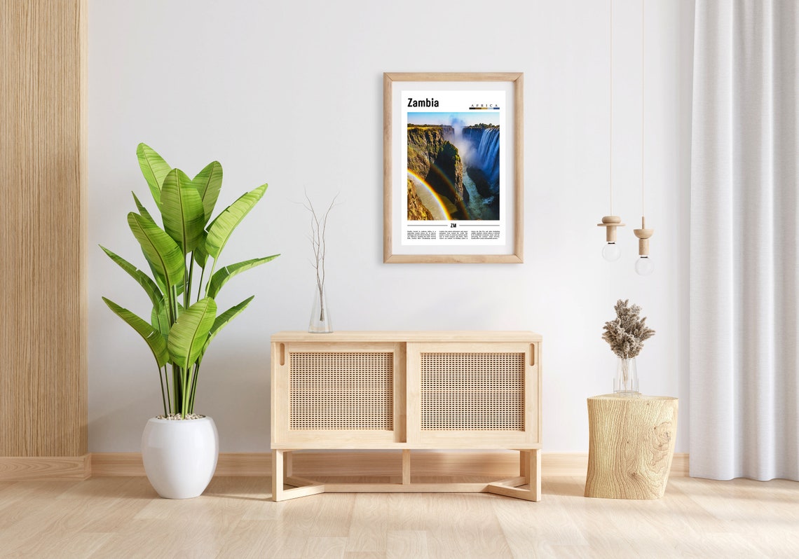 Zambia Poster Zambia Print Zambia Wall Art Minimal Travel Print Travel Destination Oil Painting Poster - Image 2