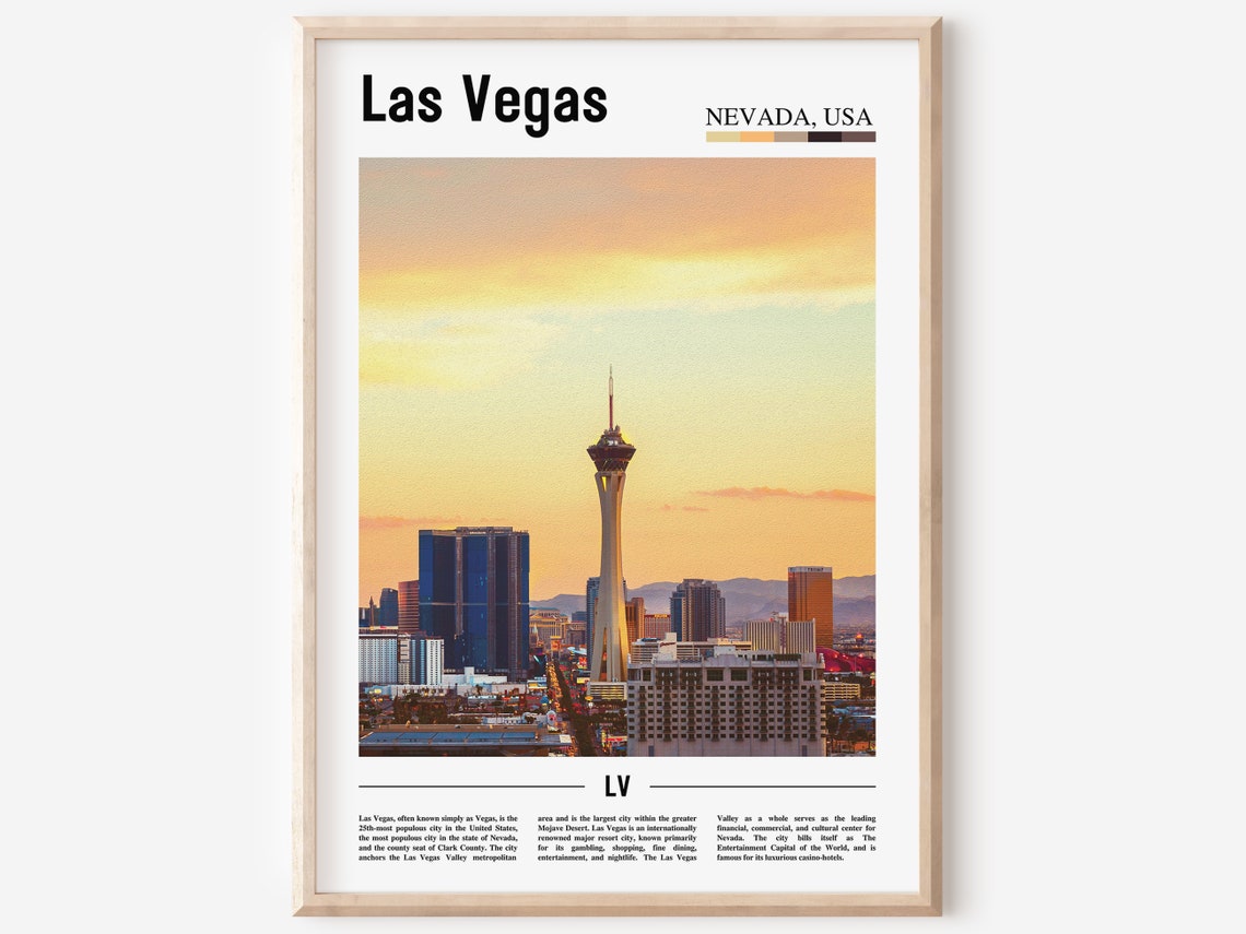 Las Vegas Nevada USA Skyline Sunset Photo Travel Poster City Lights
