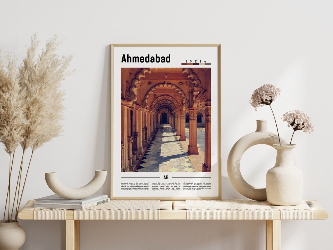 Ahmedabad Poster Ahmedabad Print Ahmedabad Wall Art Asia Print Asia Poster Asia Photo Minimal Travel Poster - Image 3