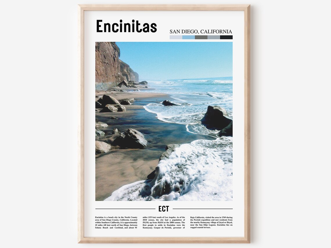 Encinitas San Diego California Rocky Beach Waves Photo Poster