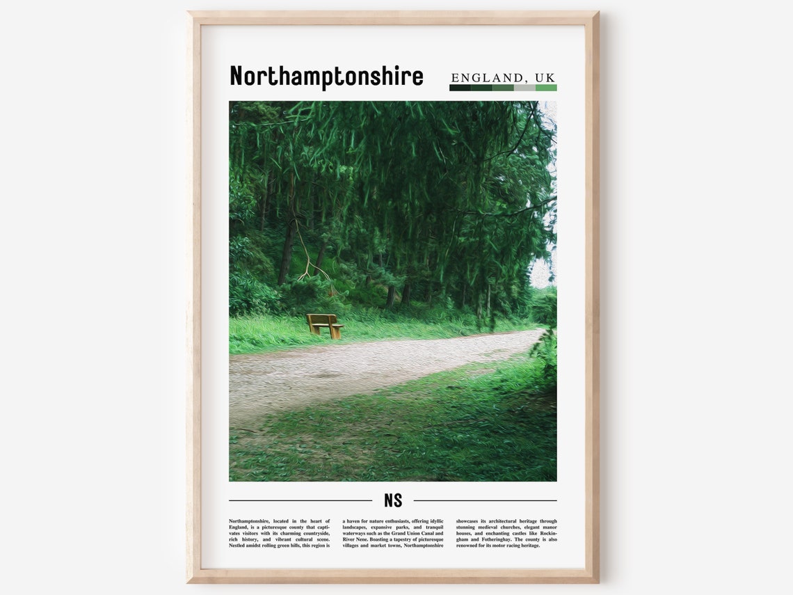 Northamptonshire England UK Green Forest Path Photo Travel Poster