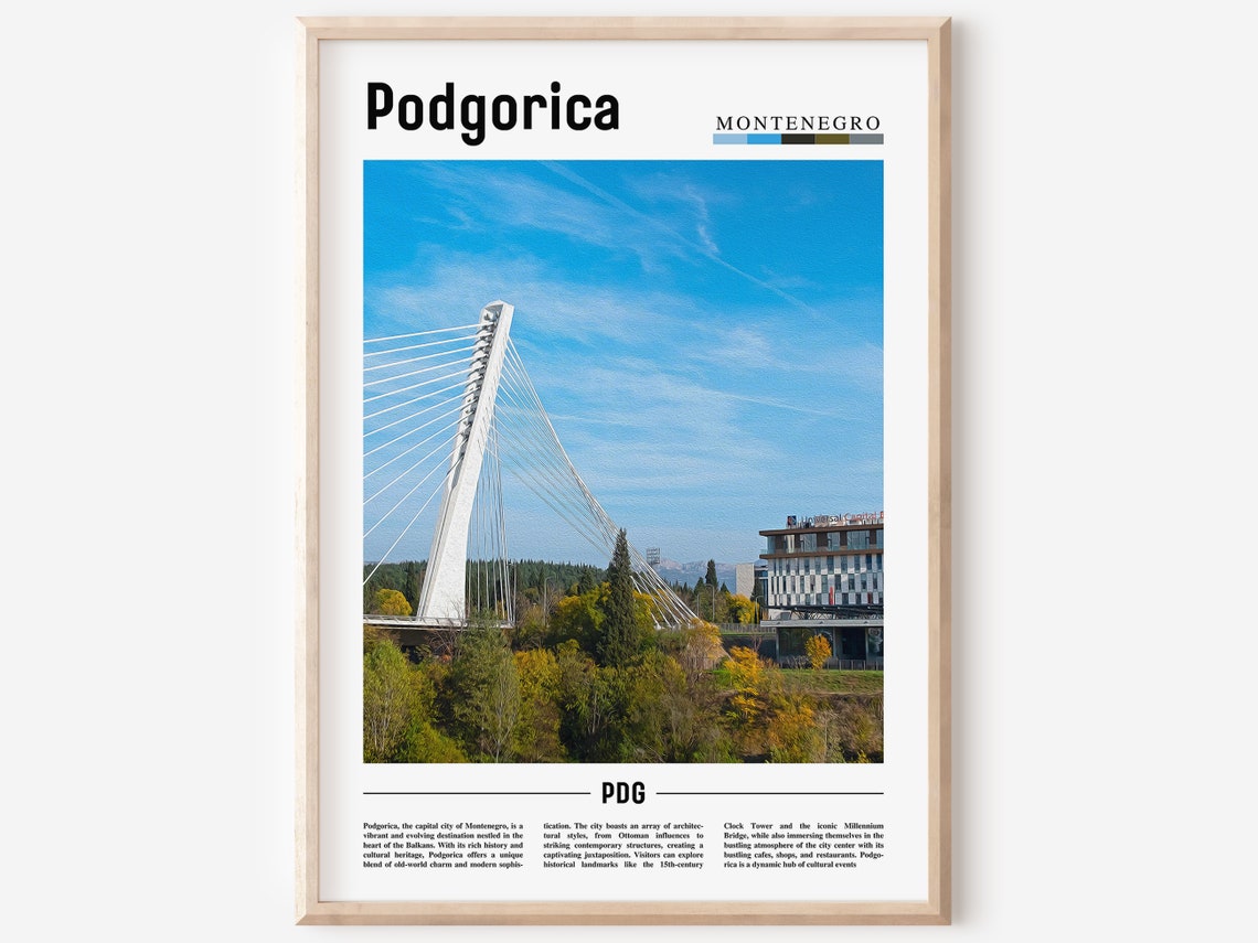 Podgorica Montenegro Millennium Bridge Cable Stayed City Poster