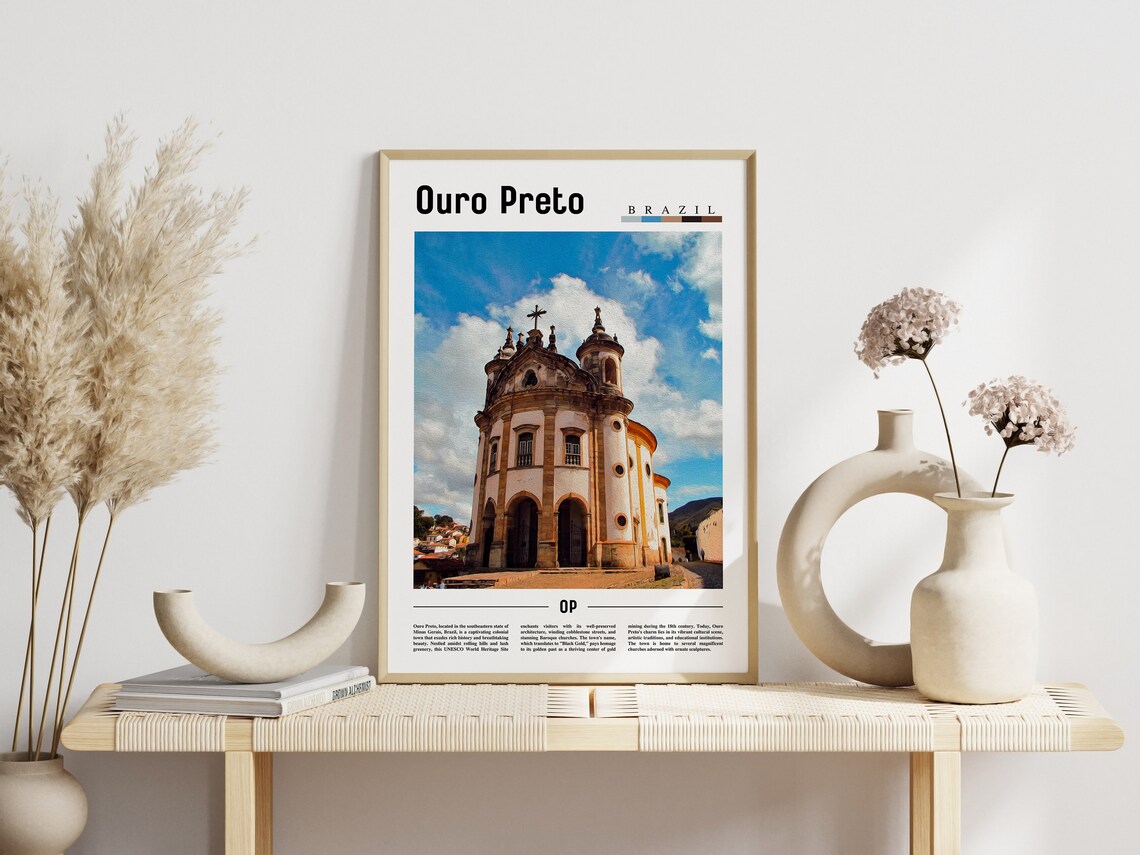 Ouro Preto Brazil Baroque Church Photo Minimalist Travel Art Poster - Image 3