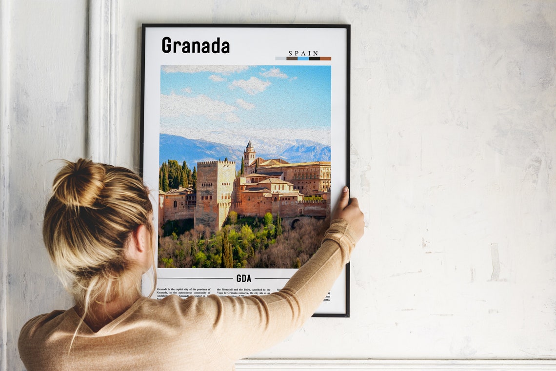Granada Spain Alhambra Palace Sierra Mountains Travel Poster - Image 2