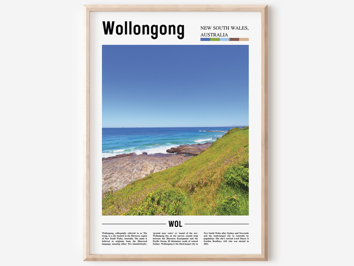 Wollongong Australia Rocky Shore Green Coast Ocean View Poster