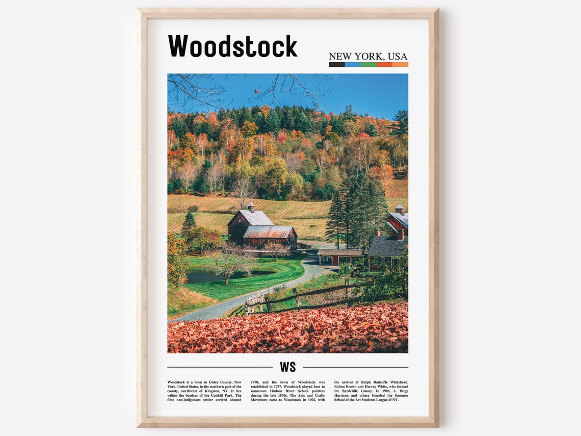 Woodstock Print Woodstock Poster Woodstock Wall Art Oil Painting Poster Colorful City Print City Artwork Travel Artwork Travel Wall Art