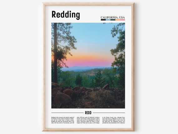 Redding California USA Mountain Sunset Forest Landscape Poster