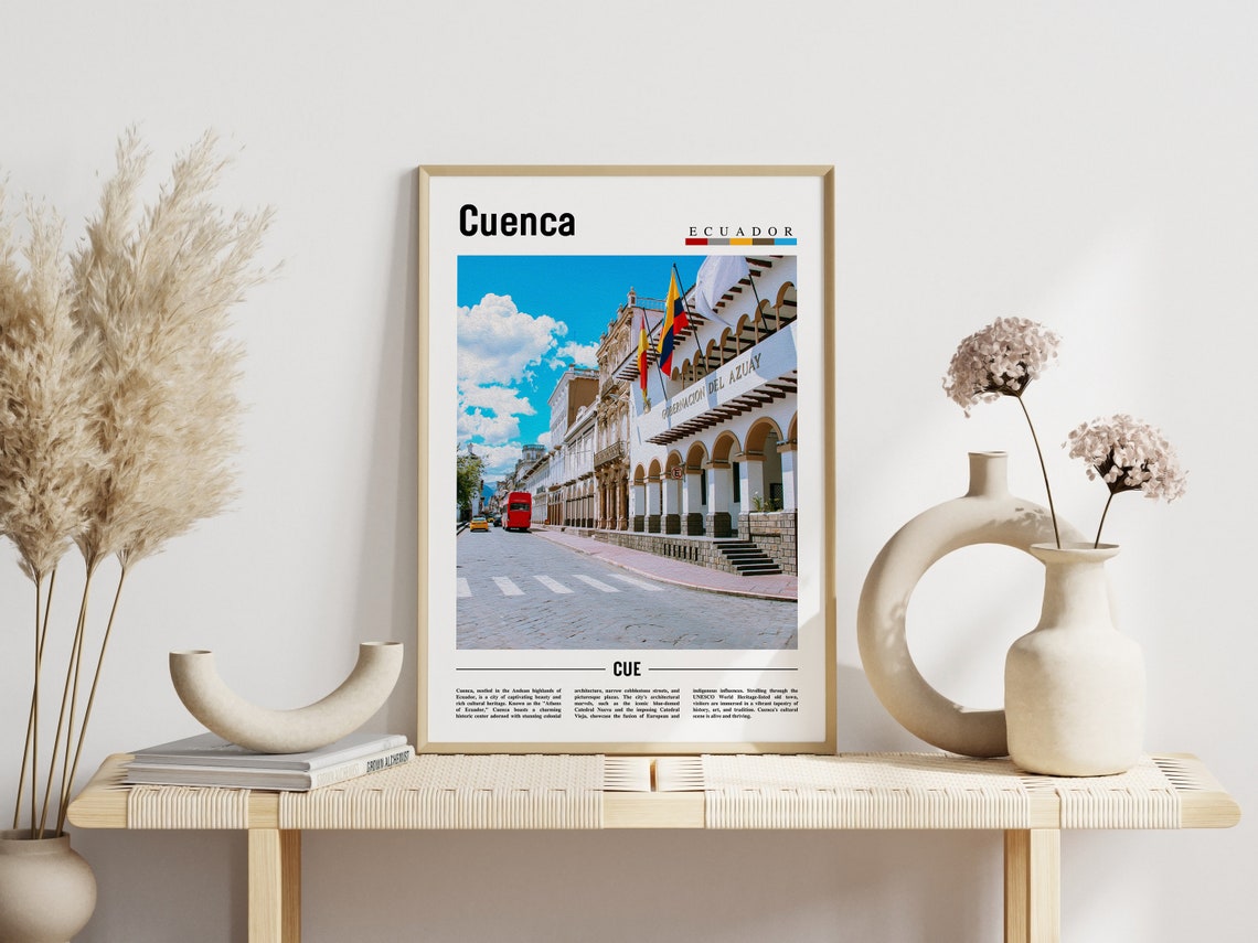 Cuenca Ecuador Colonial Old Town Street Flags Photo Travel Poster - Image 3