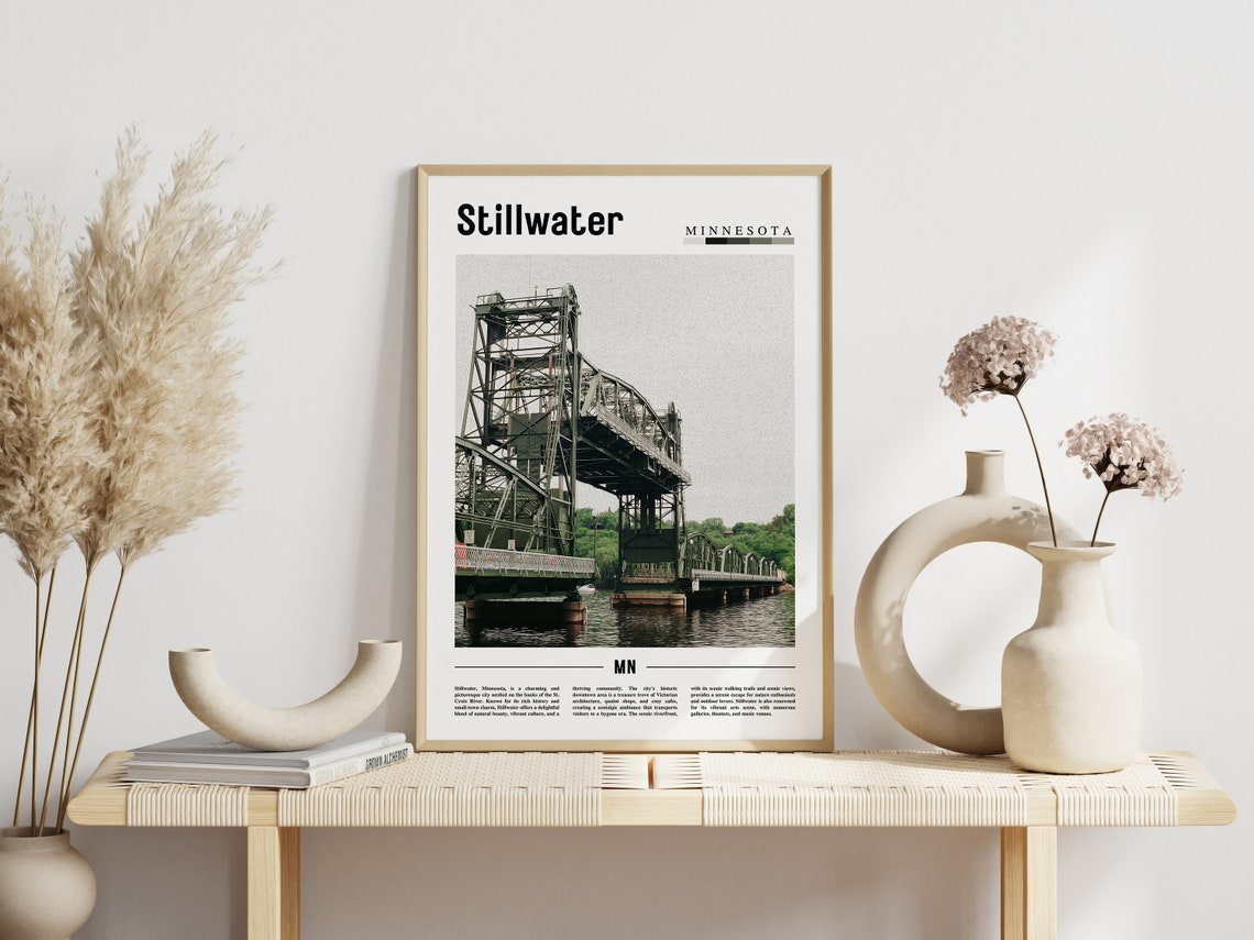 Stillwater Minnesota Historic Lift Bridge River Travel Poster - Image 3