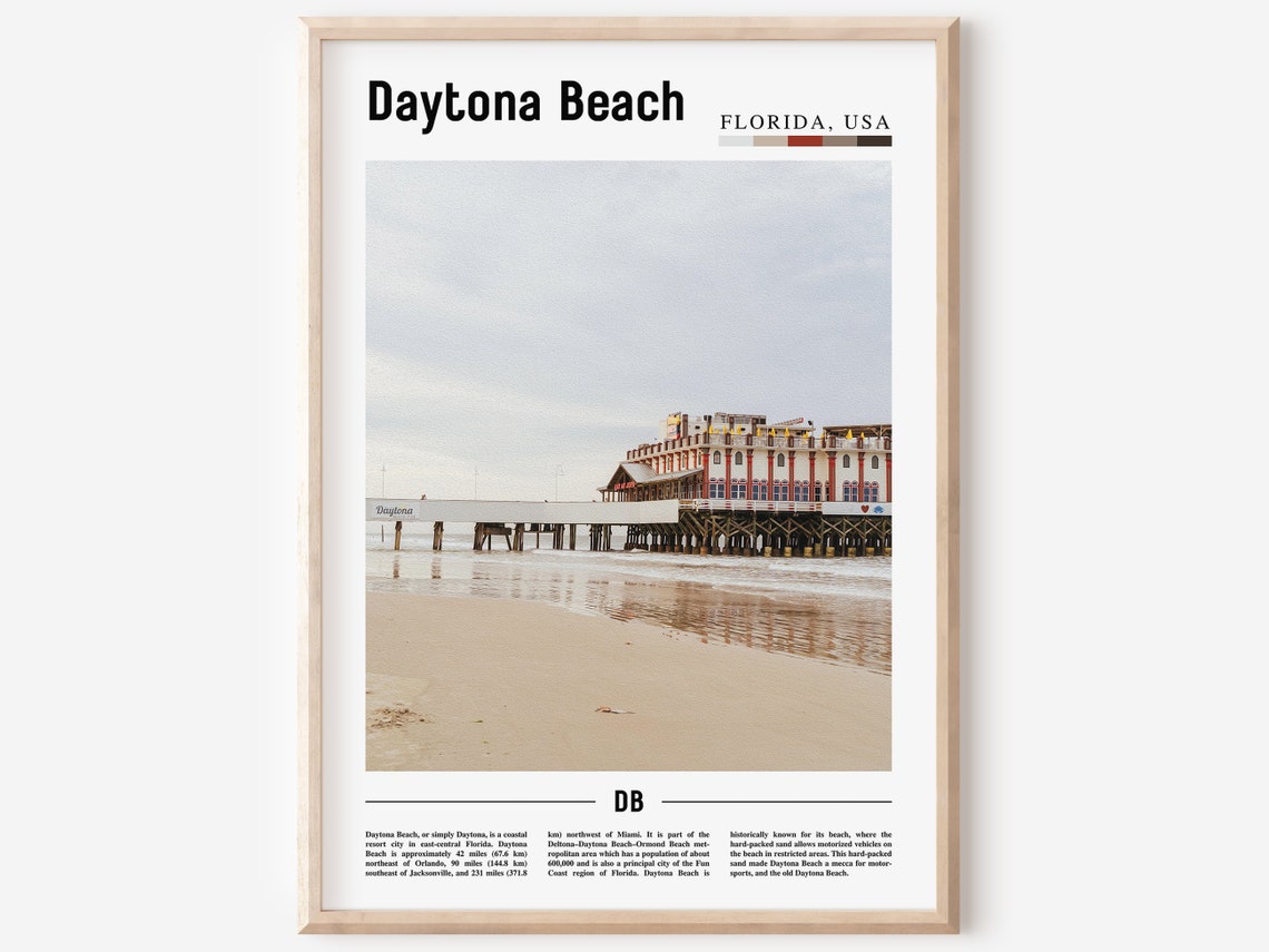 Daytona Beach Florida Beach Pier Oceanfront Minimalist Travel Poster