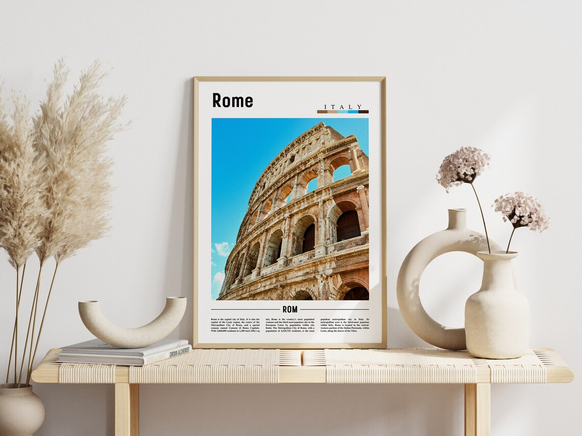 Rome Italy Colosseum Ancient Arches Historic Landmark Art Poster - Image 3