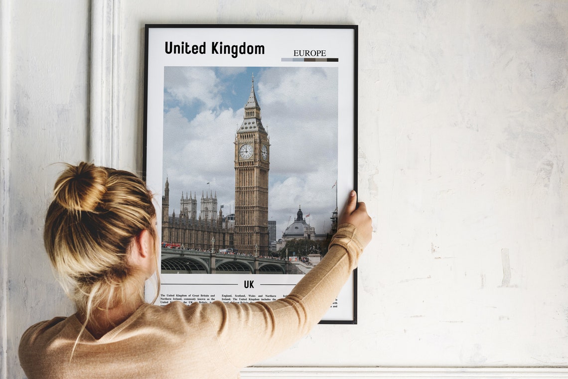 United Kingdom Print United Kingdom Poster United Kingdom Wall Art Minimal Travel Print Minimal City Poster Travel Oil Painting Poster - Image 2