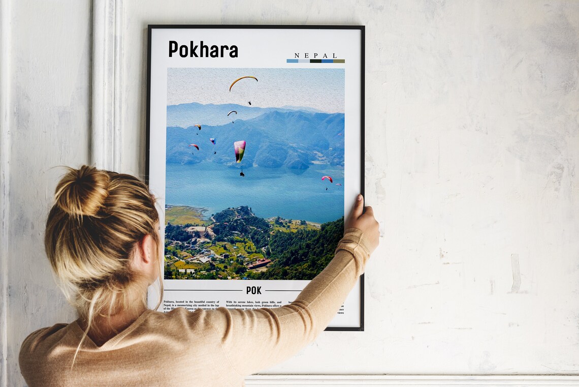 Pokhara Poster Pokhara Print Pokhara Wall Art Asia Print Asia Poster Asia Photo Minimal Travel Poster - Image 2