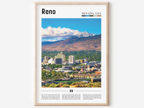 Reno Nevada City Skyline Sierra Mountain Panorama Photo Poster