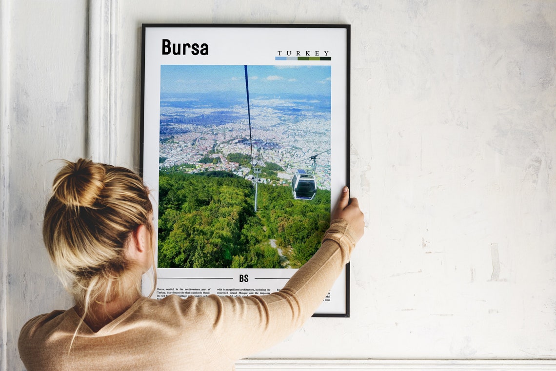 Bursa Turkey Cable Car Mountain City View Minimal Travel Poster - Image 2