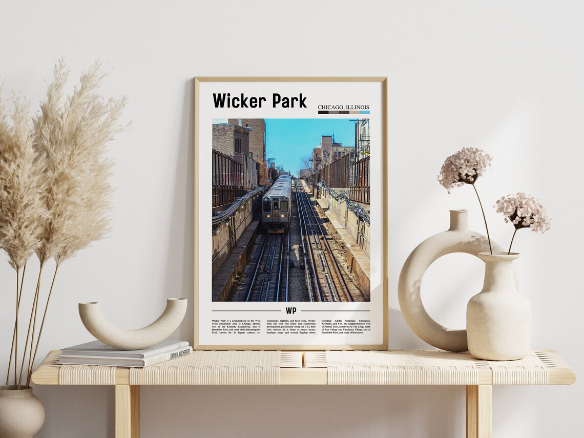 Wicker Park Chicago CTA Train on Elevated Tracks Poster Photo - Image 3