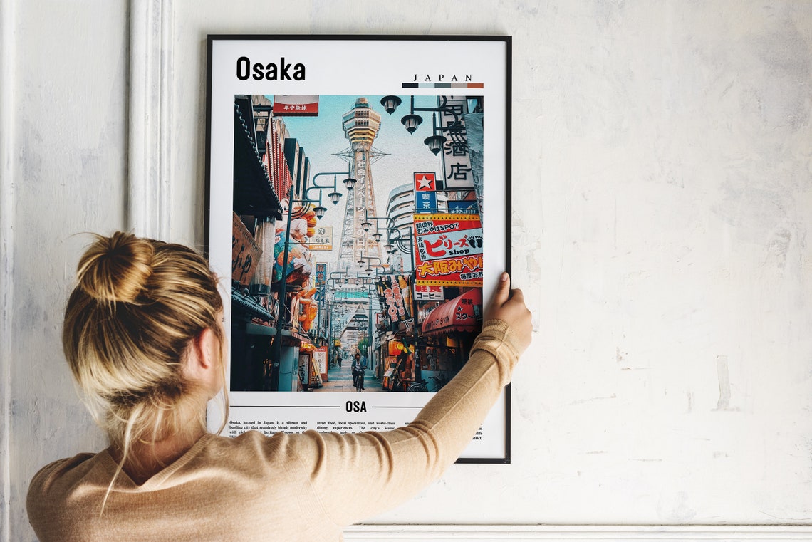 Osaka Japan Neon Street Scene Landmark Tower City Photo Poster - Image 2
