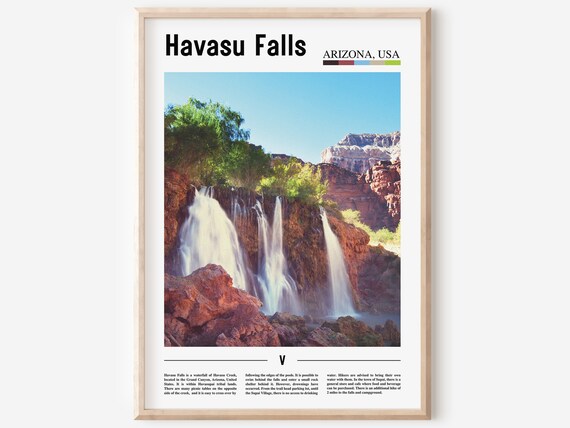 Havasu Falls Arizona Waterfall Grand Canyon Color Travel Poster