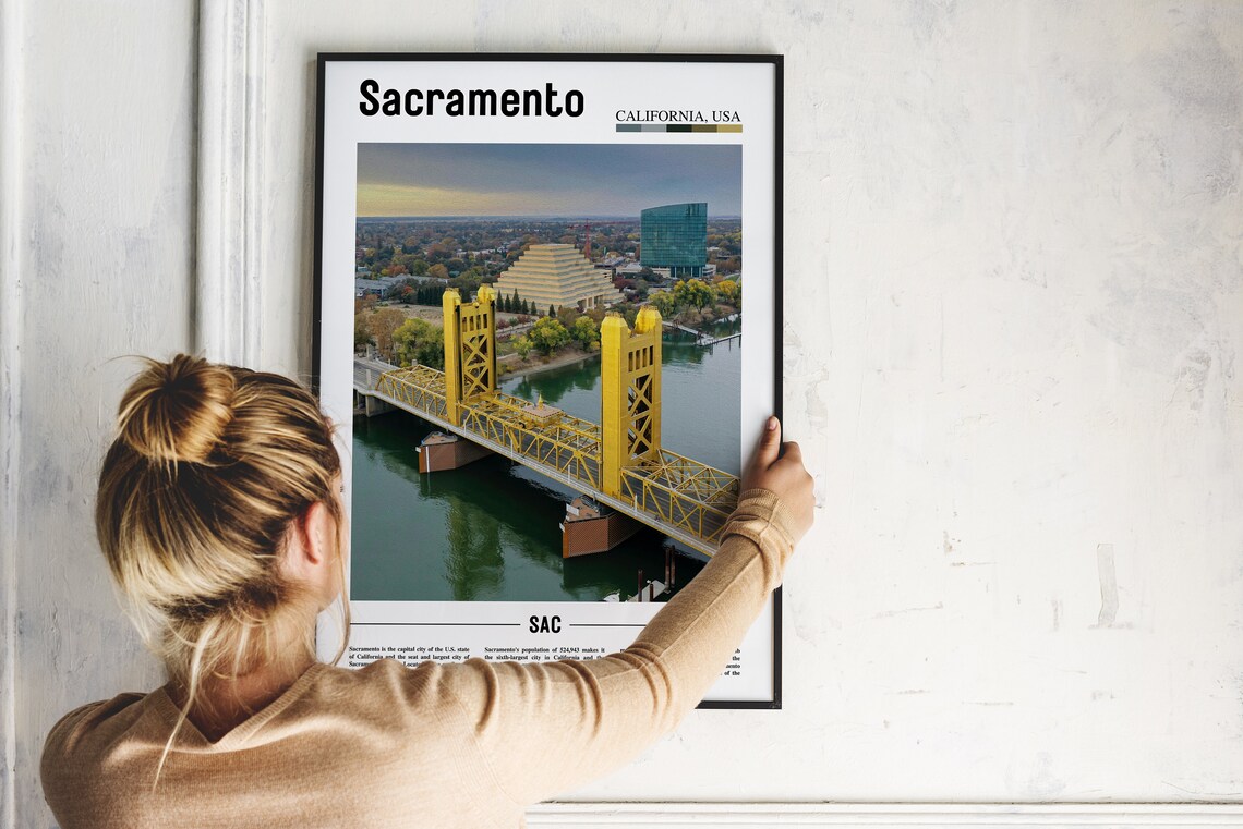 Sacramento California Golden Tower Bridge River City Photo Poster - Image 2