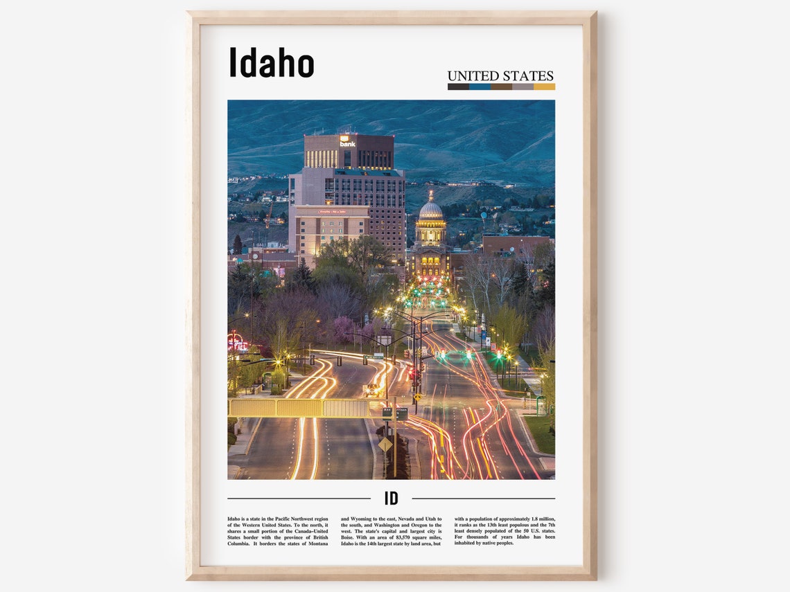 Idaho Print Idaho Poster Idaho Wall Art Oil Painting Poster Colorful City Print City Artwork Travel Artwork Travel Wall Art City Print