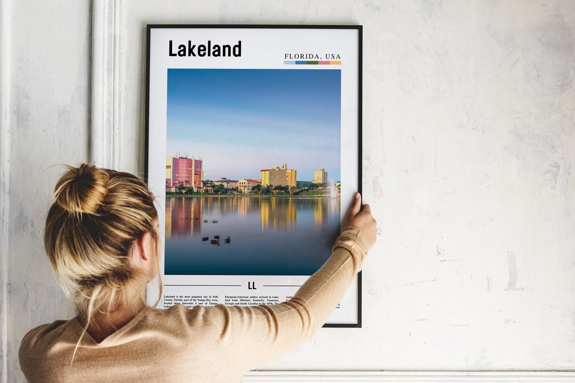 Lakeland Print Lakeland Poster Lakeland Wall Art Oil Painting Poster Colorful City Print City Artwork Travel Artwork Travel Wall Art - Image 2