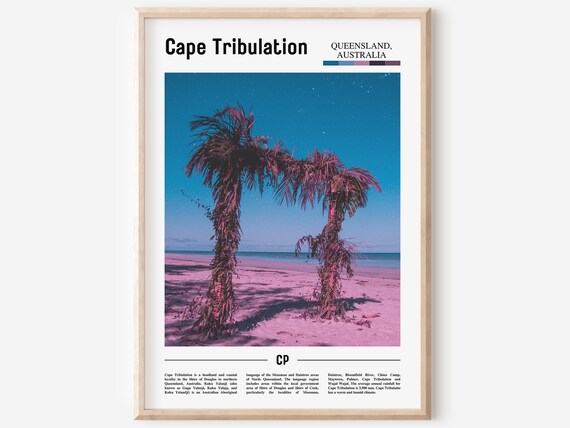 Cape Tribulation Australia Leaning Palms Beach Sunset Dusk Poster