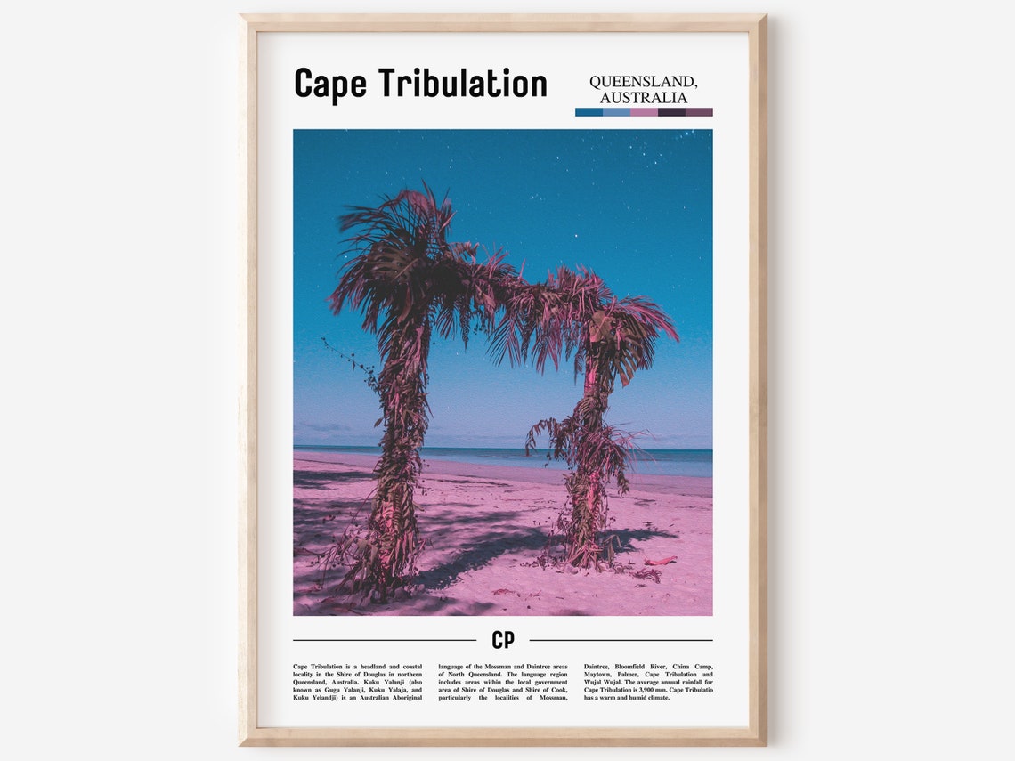 Cape Tribulation Australia Leaning Palms Beach Sunset Dusk Poster