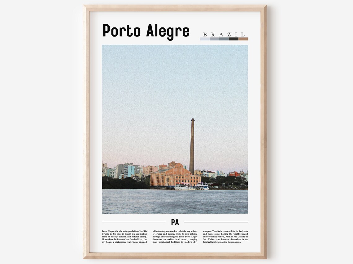 Porto Alegre Brazil Editorial City Photo Travel Souvenir Poster