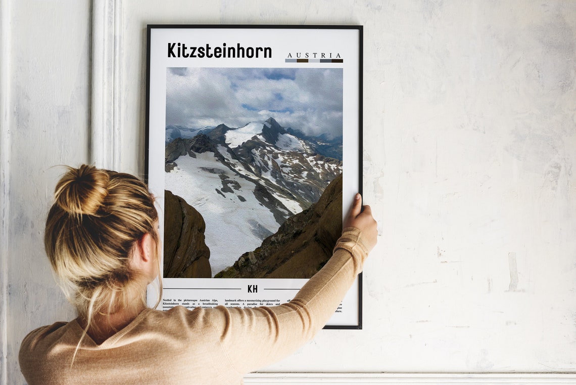 Kitzsteinhorn Austria Snowy Alps Peaks Photo Minimalist Travel Poster - Image 2
