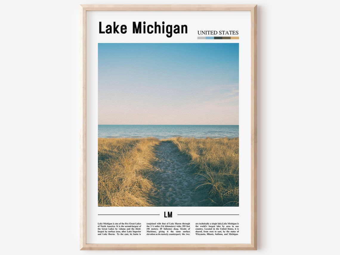 Lake Michigan Print Lake Michigan Poster Lake Michigan Wall Art Oil Painting Poster City Print City Artwork Travel Artwork Travel Art