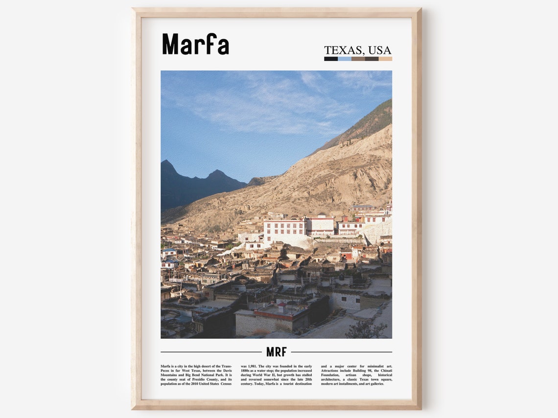 Marfa Print Marfa Poster Marfa Wall Art Oil Painting Poster Colorful City Print City Artwork Travel Artwork Travel Wall Art City Print