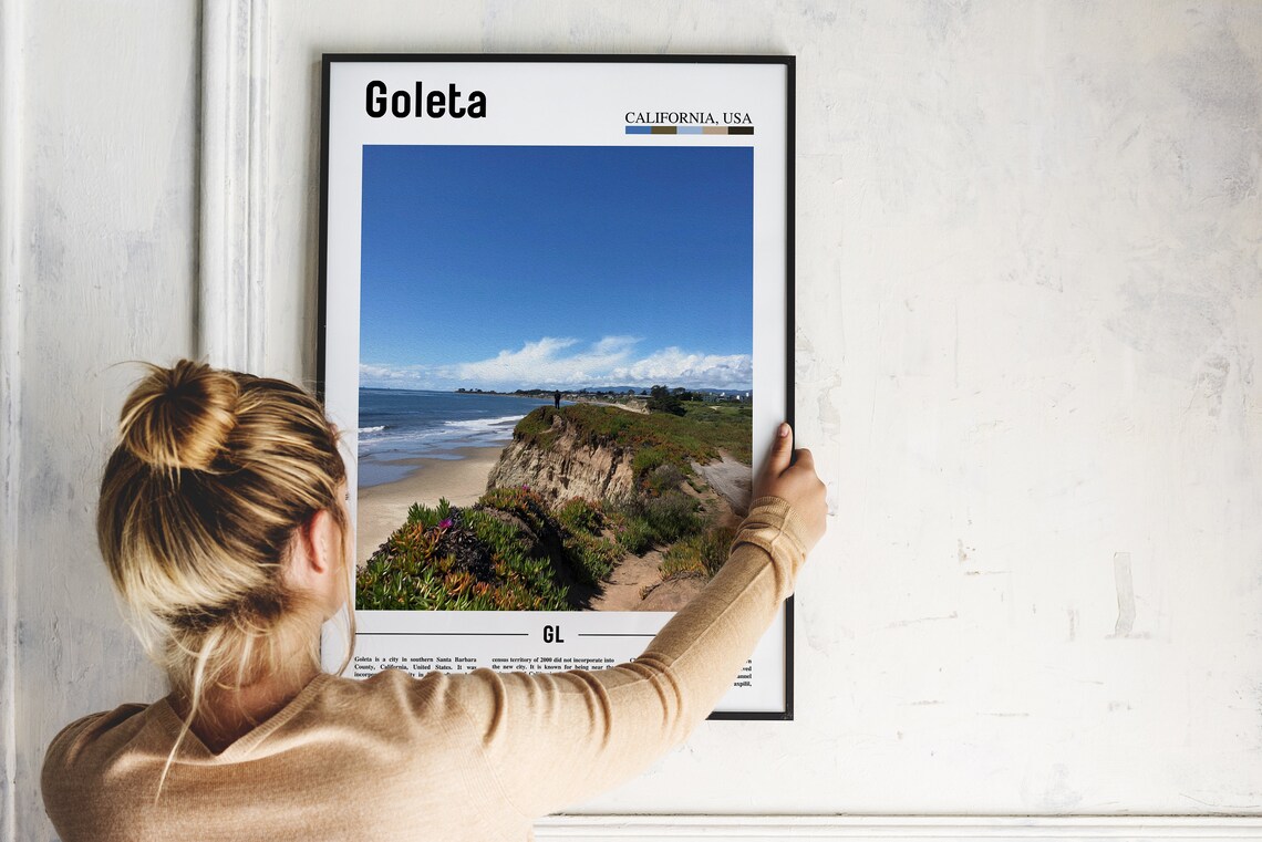 Goleta California Coastal Bluff Minimalist Travel Photo Poster - Image 2