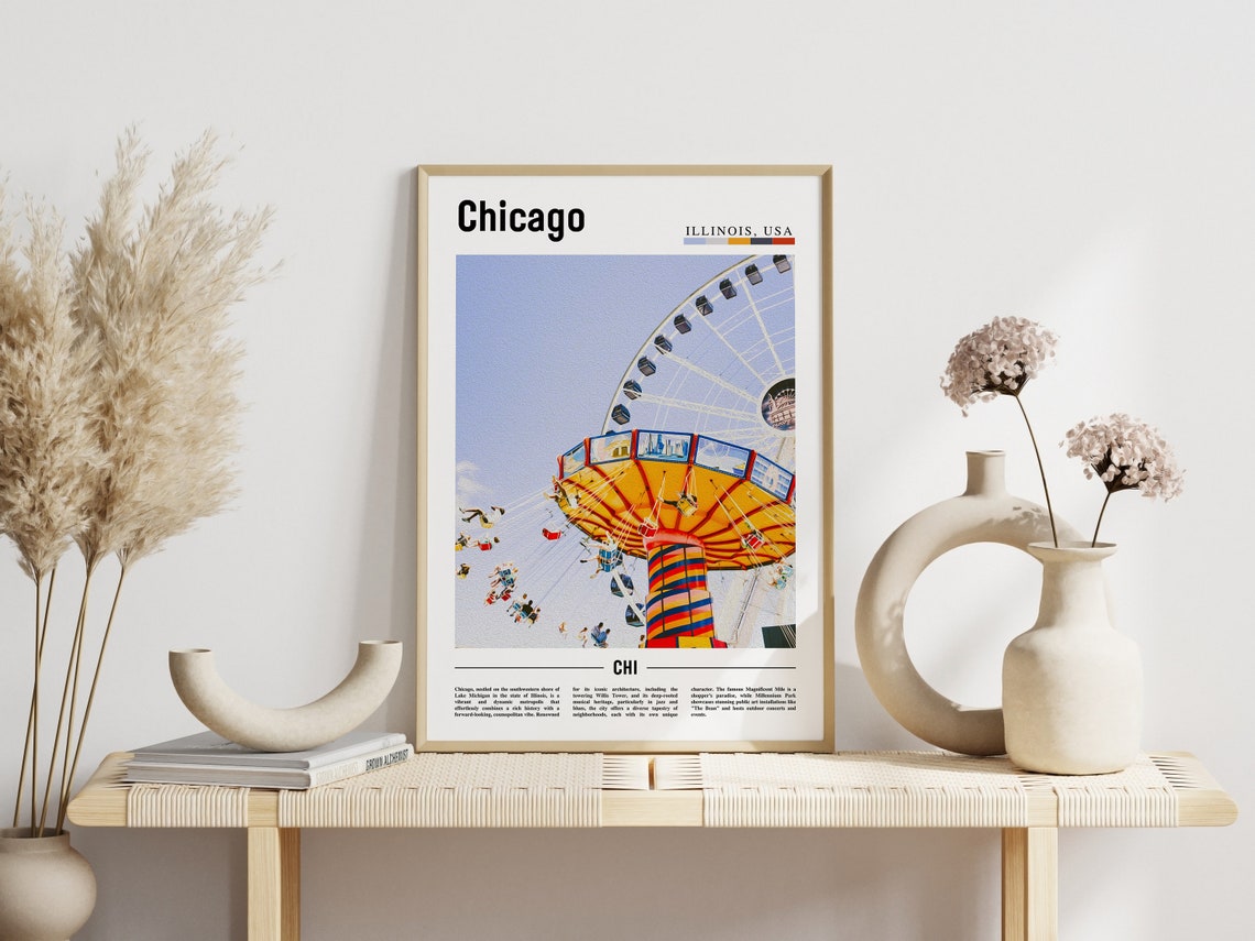 Chicago Illinois Ferris Wheel Amusement Ride Fun Travel Poster - Image 3