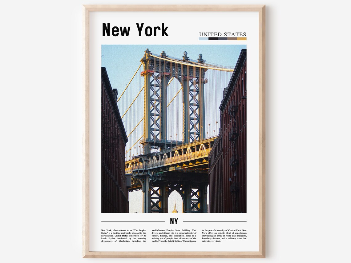 New York City Manhattan Bridge DUMBO Brooklyn Travel View Poster