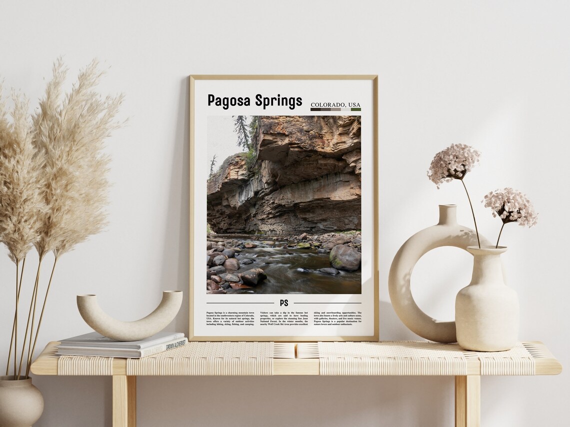 Pagosa Springs Colorado Rocky Canyon Creek Mountain Travel Poster - Image 3