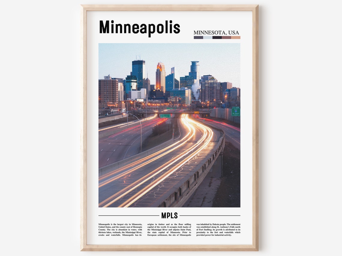 Minneapolis Print Minneapolis Poster Minneapolis Wall Art Oil Painting Poster City Print City Artwork Travel Artwork Travel Wall Art