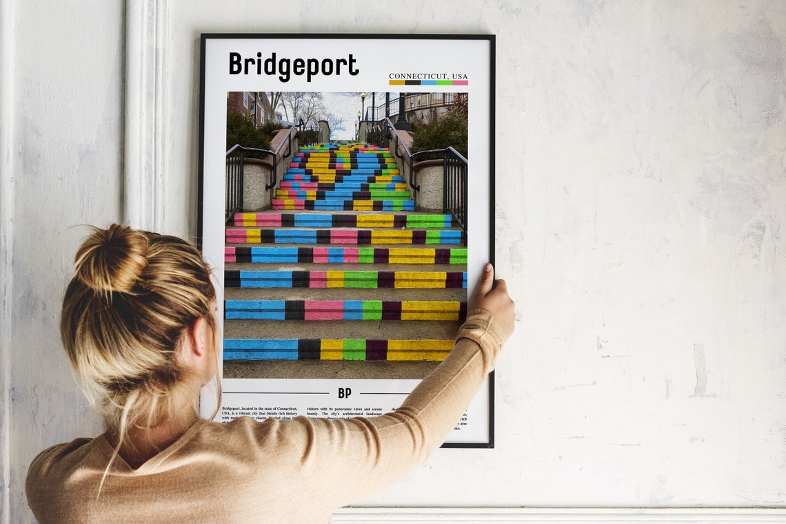 Bridgeport Connecticut Colorful Rainbow Painted Steps Photo Poster - Image 2