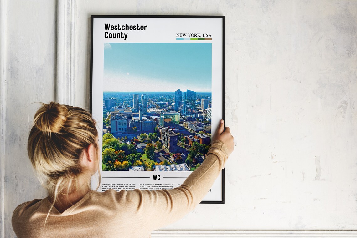Westchester County New York Aerial Cityscape Travel Photo Poster - Image 2
