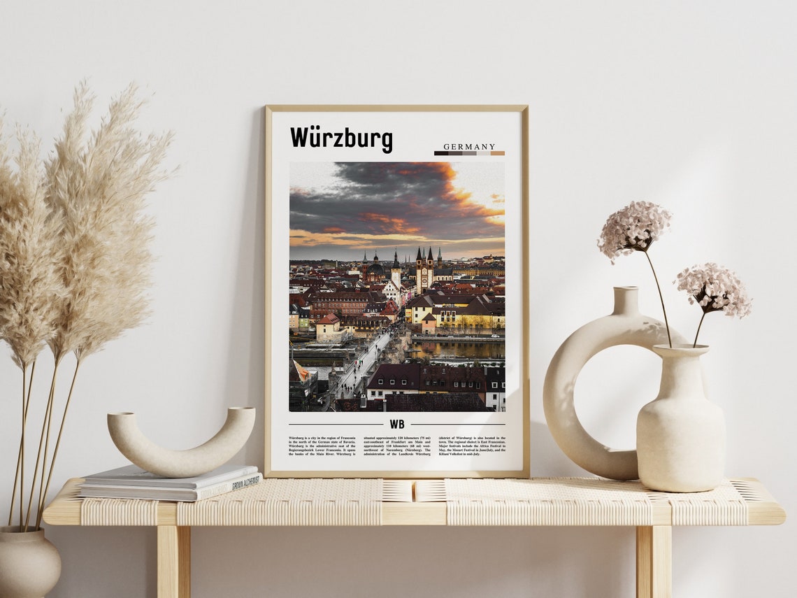 Wrzburg Print Wrzburg Poster Wrzburg Wall Art Minimal Travel Print Minimal City Poster Travel Destination Print Oil Painting Poster - Image 3