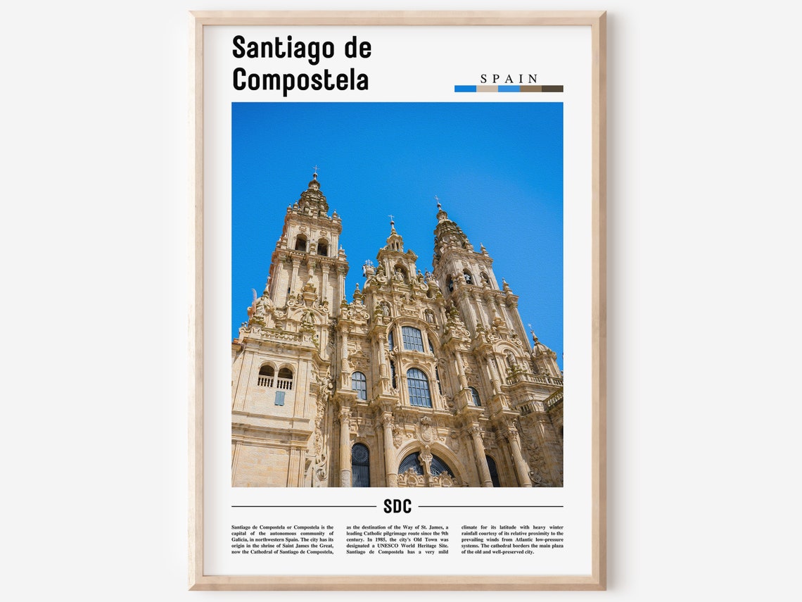 Santiago de Compostela Spain Cathedral Baroque Travel Poster