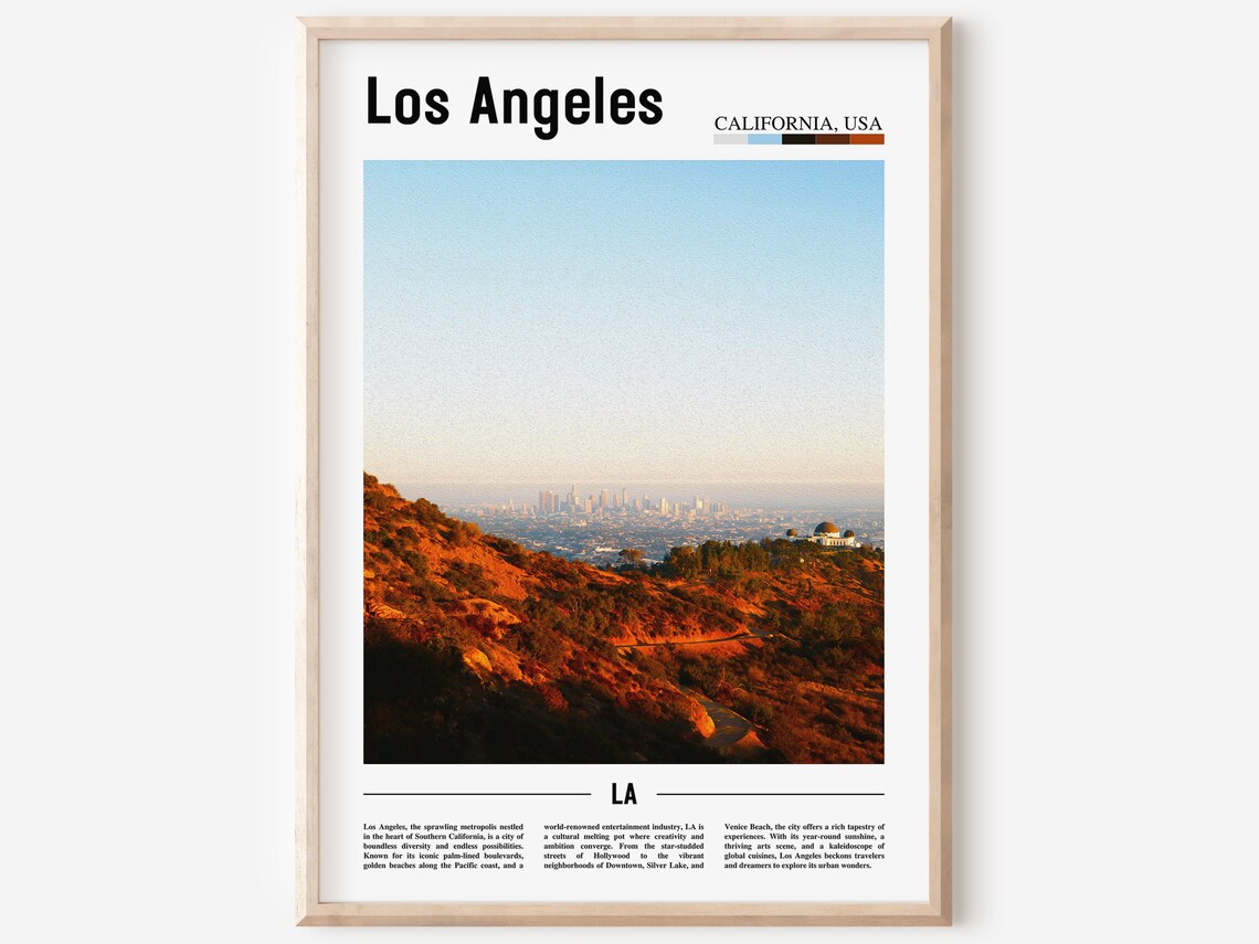 Los Angeles Griffith Observatory Skyline Sunset Hills Photo Poster