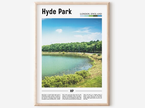 Hyde Park London Serpentine Lake Green Trees England Park Travel Poster