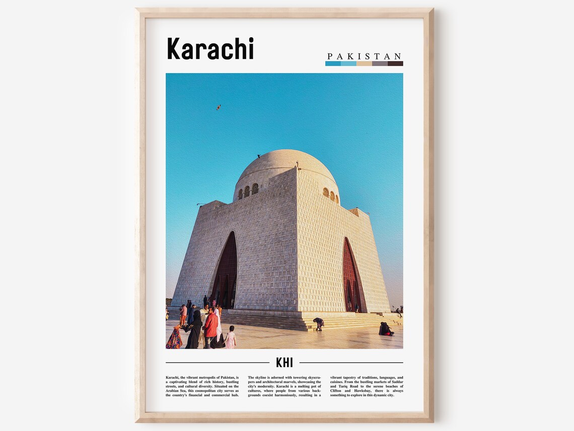 Karachi Pakistan Mazar e Quaid Mausoleum Travel Poster Wall Decor