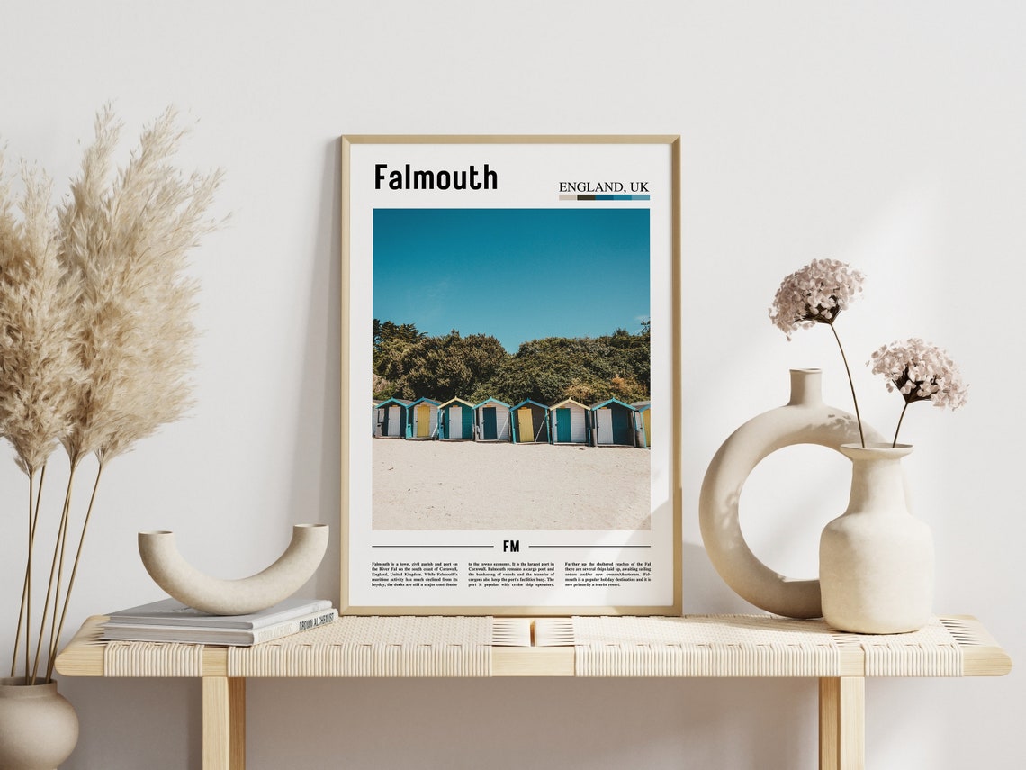 Falmouth Print Falmouth Poster Falmouth Wall Art Minimal Travel Print Minimal City Poster Travel Destination Print Oil Painting Poster - Image 3