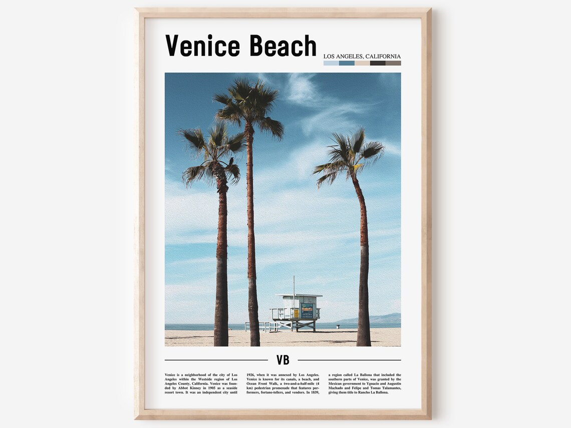 Venice Beach Los Angeles Palms Lifeguard Tower Travel Poster