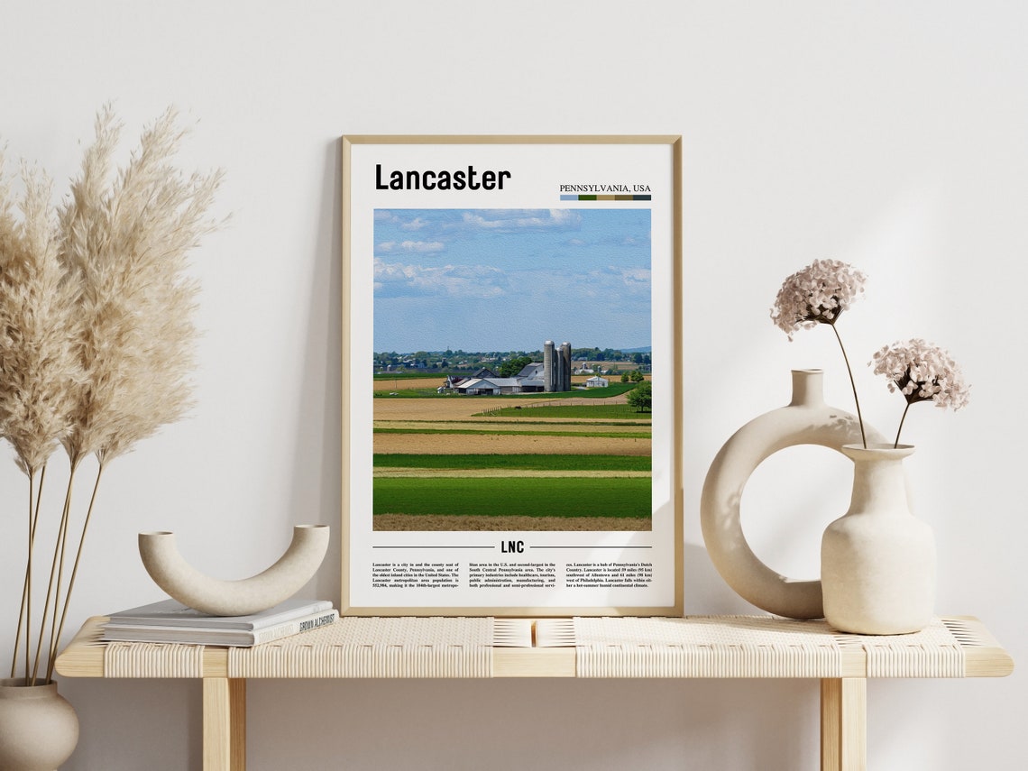 Lancaster Print Lancaster Poster Lancaster Wall Art United States Photo United States Poster United States Print Travel Poster - Image 3