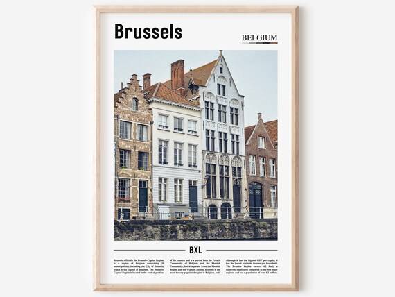 Brussels Belgium Canal Gabled Houses Travel Photo Art Poster