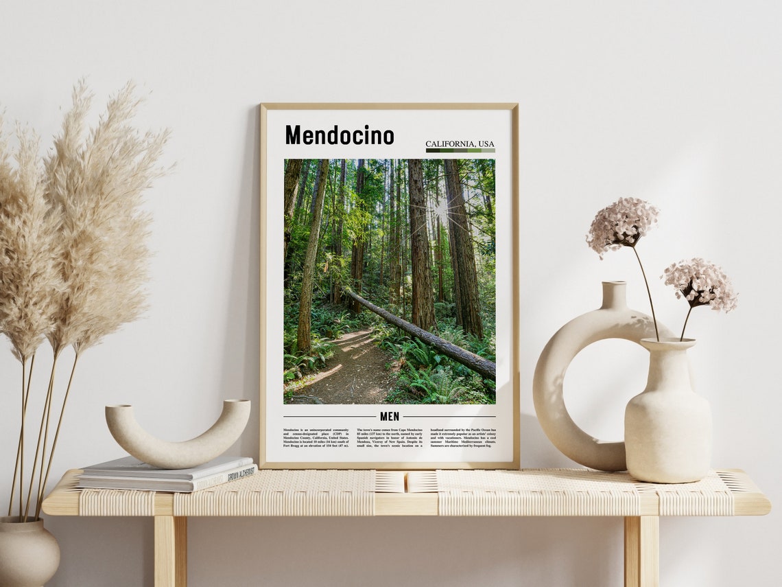 Mendocino Print Mendocino Poster Mendocino Wall Art Minimal Travel Print Minimal City Poster Travel Destination Print Oil Painting Poster - Image 3