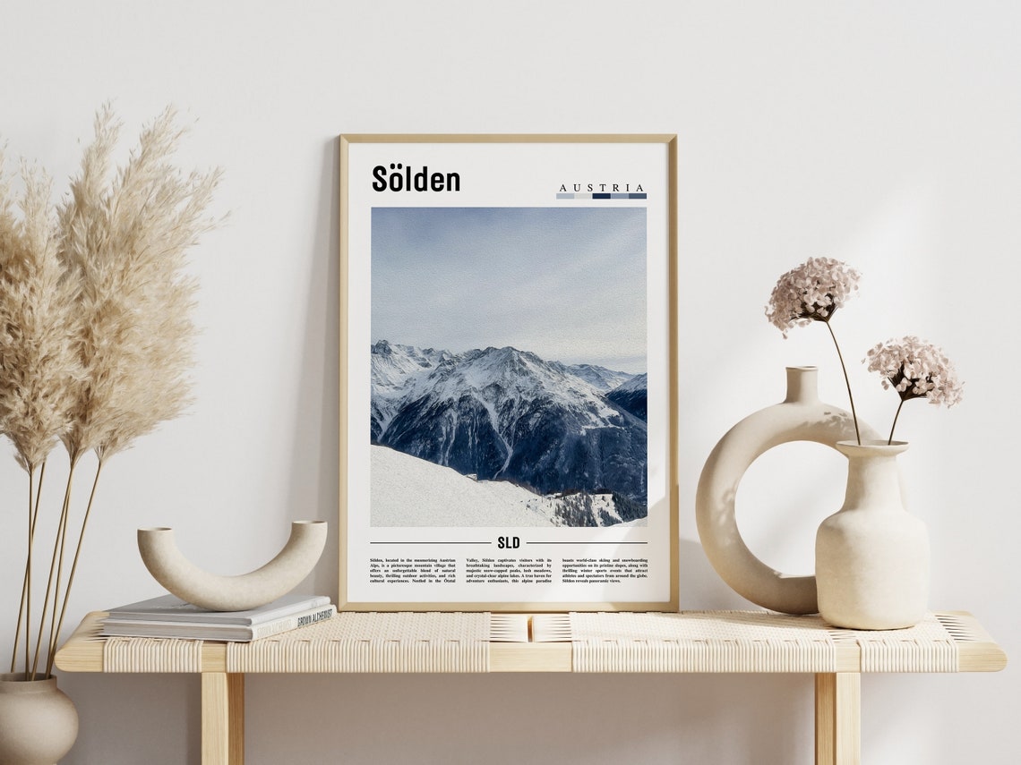 Sölden Austria Snowy Mountain Peaks Photo Travel Poster With Text - Image 3